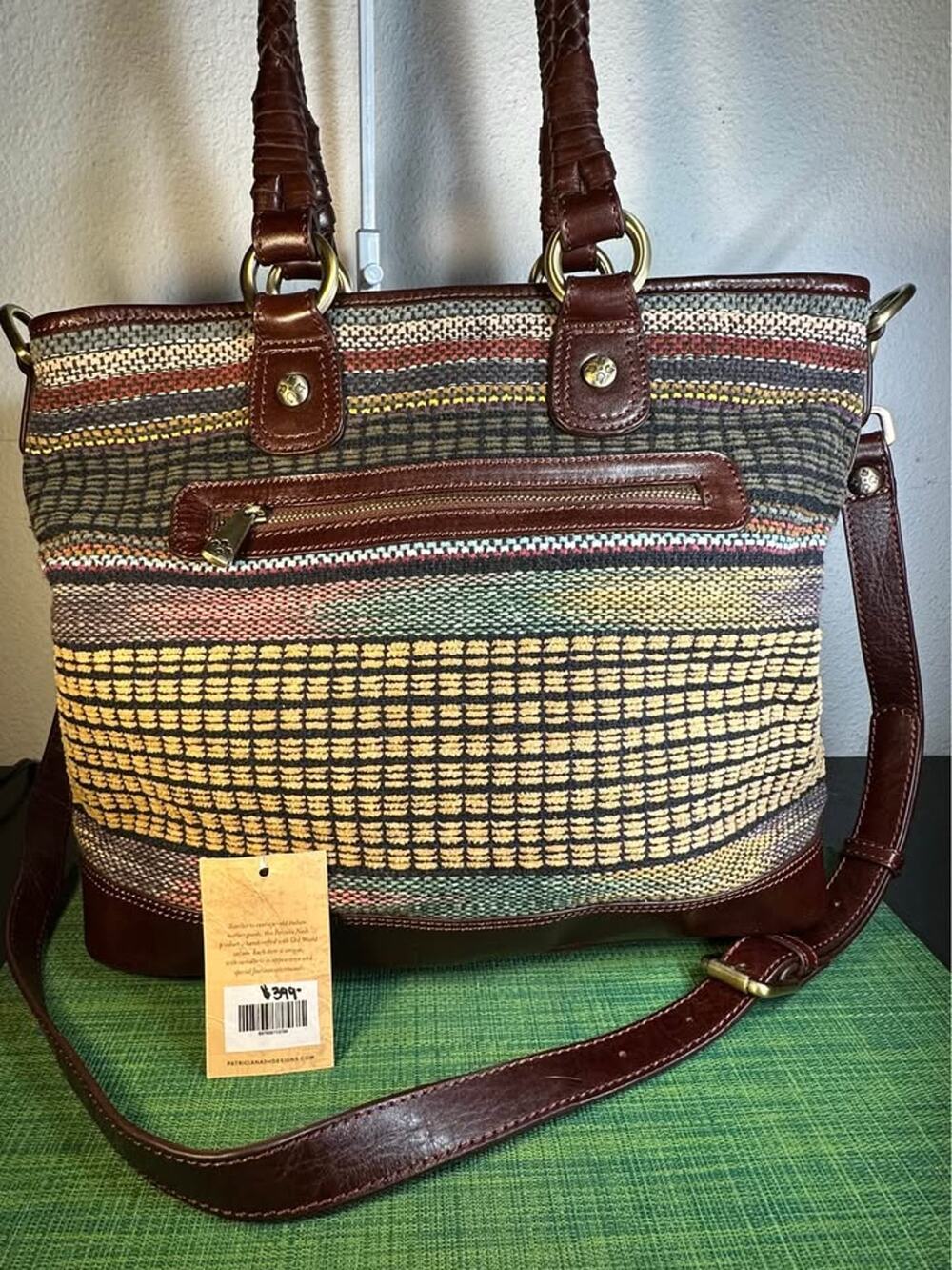 Patricia Nash Discovery Collection Woven Fabric & Leather Tote Bag